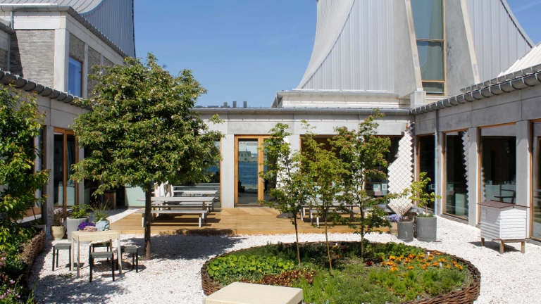 Gårdhave i
Utzon Center.