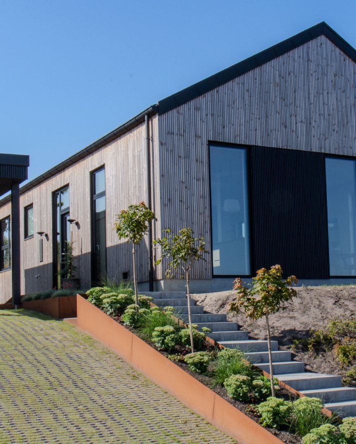 Nybygget villa i træ.